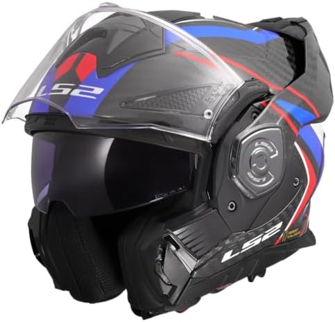 LS2 Advanced X Carbon Future II Gloss White BlueModulare Helmesso Da Motociclista L resizable