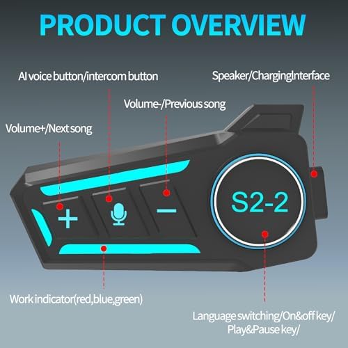  S2_2 Intercom Motociclabile Per 2 Persone IPX6 Waterproof per Chiamate e Controllo Musica
| S2_2 Sistema Intercom Motoc