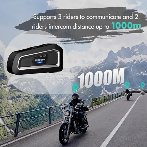  Bluetooth Motorcyclista Intercom TK-X2 per Casco da Motociclo, Per 3 Motocicлистi, Con Sostegno Stereofonico Hi-Fi e Ra