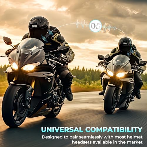  BETOWEY TK-X2 Pair Motorcycle Bluetooth Intercom Headset per la Motocicletta con Annullamento del Suono, Distanza di 1 