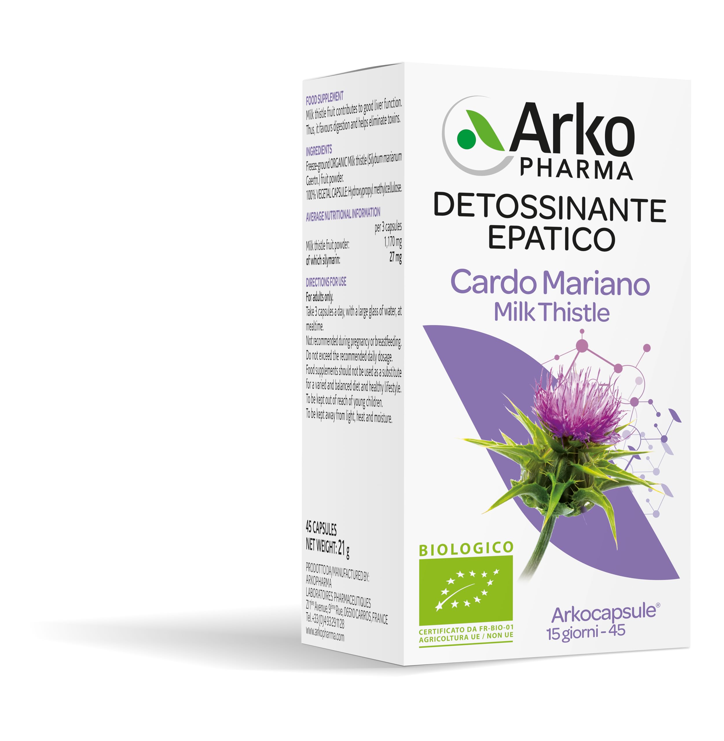  **Organic Milk Thistle 130 CPS per Giornata per I Nadatori**
| **Organic Milk Thistle 130 CPS per Gli Sportivi Avvenuti